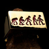 Excellent crafted rectangle shaped red Human Evolution Ring - solid Brass - BikeRing4u