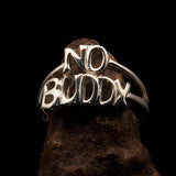 Well made 2 Word Ring NO BUDDY bold Letters - Sterling Silver - BikeRing4u
