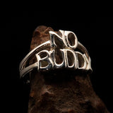 Well made 2 Word Ring NO BUDDY bold Letters - Sterling Silver - BikeRing4u