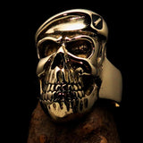 Excellent Crafted Men's Drill Sergeant Army Skull Ring - Solid Brass - BikeRing4u