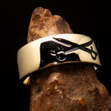 Excellent crafted Men's Cavalry Ring Black Crossed Sabers - Solid Brass - BikeRing4u