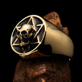 Excellent crafted Men's Biker Ring Black Hebrew Skull - Solid Brass - BikeRing4u