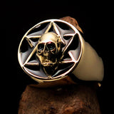 Excellent crafted Men's Biker Ring Black Hebrew Skull - Solid Brass - BikeRing4u