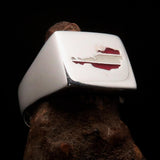 Excellent crafted Men's Austrian Flag Ring Austria - Sterling Silver - BikeRing4u