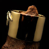 Excellent crafted winged Bat Skull Ring - antiqued Brass - BikeRing4u