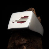 Excellent crafted Men's Austrian Flag Ring Austria - Sterling Silver - BikeRing4u