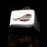 Excellent crafted Men's Austrian Flag Ring Austria - Sterling Silver - BikeRing4u