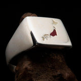 Excellent crafted Men's Japanese Flag Ring Japan - Sterling Silver - BikeRing4u