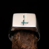 Excellent crafted Men's Finnish Flag Ring Finland - Sterling Silver - BikeRing4u