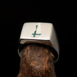 Excellent crafted Men's Finnish Flag Ring Finland - Sterling Silver - BikeRing4u