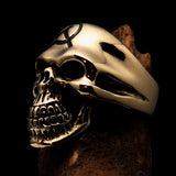 Excellent crafted Men's Communist Skull Ring black Hammer Sickle - solid Brass - BikeRing4u