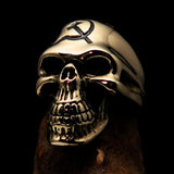 Excellent crafted Men's Communist Skull Ring black Hammer Sickle - solid Brass - BikeRing4u
