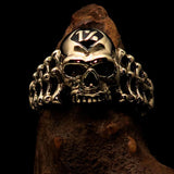 Excellent crafted Men's black 1% Outlaw Biker Skull and Bones Ring - solid Brass - BikeRing4u