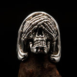 Excellent crafted Men's Grim Reaper Skull Ring See No Evil - Sterling Silver - BikeRing4u