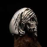 Excellent crafted Men's Grim Reaper Skull Ring See No Evil - Sterling Silver - BikeRing4u