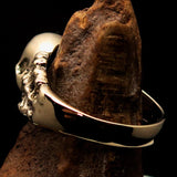 Excellent crafted Men's black 1% Outlaw Biker Skull and Bones Ring - solid Brass - BikeRing4u