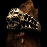 Excellent crafted Men's black 1% Outlaw Biker Skull and Bones Ring - solid Brass - BikeRing4u