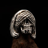 Excellent crafted Men's Grim Reaper Skull Ring See No Evil - Sterling Silver - BikeRing4u