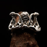 Men's Outlaw Ring Biker on Chopper - antiqued Sterling Silver - BikeRing4u