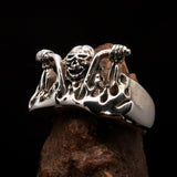 Men's Outlaw Ring Biker on Chopper - antiqued Sterling Silver - BikeRing4u