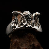 Men's Outlaw Ring Biker on Chopper - antiqued Sterling Silver - BikeRing4u
