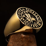 Excellent crafted Men's Templar Knight Seal Ring antiqued - Solid Brass - BikeRing4u
