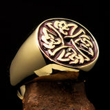 Perfectly crafted Men's Ring Celtic Birgit's Cross Red - Solid Brass - BikeRing4u
