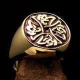 Perfectly crafted Men's Ring Celtic Birgit's Cross Red - Solid Brass - BikeRing4u