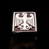 Perfectly crafted Men's German Eagle Seal Ring Red - Sterling Silver - BikeRing4u