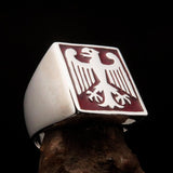 Perfectly crafted Men's German Eagle Seal Ring Red - Sterling Silver - BikeRing4u