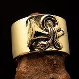Excellent crafted Yankee Cavalry Horn Ring - Solid Brass - BikeRing4u