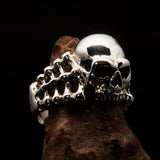 Excellent crafted Men's Biker Ring Skull and Bones - Sterling Silver - BikeRing4u