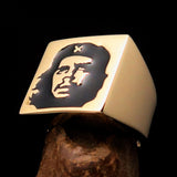 Excellent crafted Men's Revolution Ring black Socialist - Solid Brass - BikeRing4u