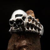 Excellent crafted Men's Biker Ring Skull and Bones - Sterling Silver - BikeRing4u