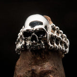 Excellent crafted Men's Biker Ring Skull and Bones - Sterling Silver - BikeRing4u