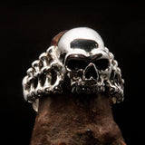 Excellent crafted Men's Biker Ring Skull and Bones - Sterling Silver - BikeRing4u