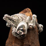 Men's Sterling Silver Band Ring Alien Skeleton Skull - BikeRing4u