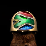Perfectly crafted Men's National Flag Ring South Africa - solid Brass - BikeRing4u
