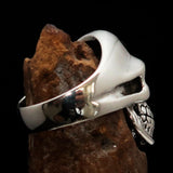Excellent crafted Men's Gamer Ring Black Biohazard Skull - Sterling Silver 925 - BikeRing4u
