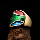 Perfectly crafted Men's National Flag Ring South Africa - solid Brass - BikeRing4u
