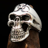Excellent crafted Men's Gamer Ring Black Biohazard Skull - Sterling Silver 925 - BikeRing4u