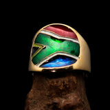 Perfectly crafted Men's National Flag Ring South Africa - solid Brass - BikeRing4u