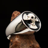 Excellent crafted Men's Radioactive Skull Ring black - Sterling Silver - BikeRing4u