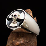 Excellent crafted Men's Radioactive Skull Ring black - Sterling Silver - BikeRing4u