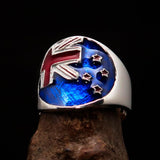Excellent crafted Men's National Flag Ring New Zealand - Sterling Silver - BikeRing4u