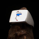 Excellent crafted Men's Thai Flag Ring Thailand - Sterling Silver - BikeRing4u