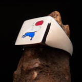 Excellent crafted Men's Dutch Flag Ring Holland / Netherlands - Sterling Silver - BikeRing4u