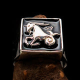 Excellent crafted Men's Zodiac Ring Star Sign Capricorn Black Sterling Silver 925 - BikeRing4u