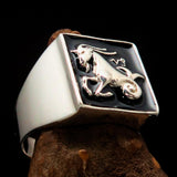 Excellent crafted Men's Zodiac Ring Star Sign Capricorn Black Sterling Silver 925 - BikeRing4u