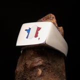 Excellent crafted Men's French Flag Ring France - Sterling Silver - BikeRing4u